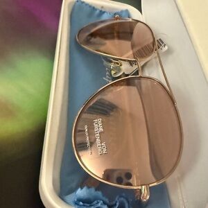 Diane Von Furstenberg Rose Gold Aviator Sunglasses